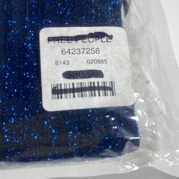 Free People Shimmer Tights NEW Dark Blue Ribbed One Size Boho Fall Made in Italy - Picture 8 of 8